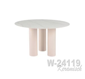 Eetkamertafel W-24119 keramisch wit rond 130cm