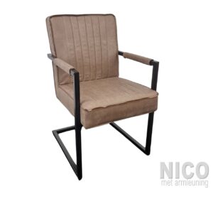 Stoel NICO met arm microleder B13 liver