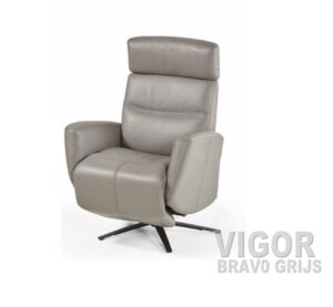 Relaxfauteuil VIGOR leder bravo grijs